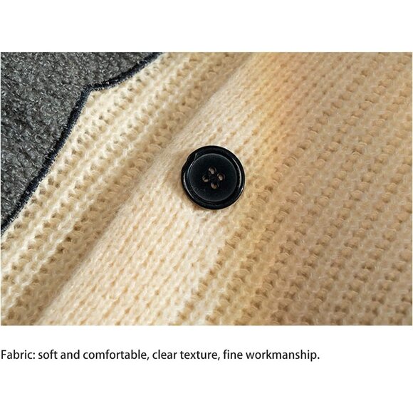 Women Varsity  Button Up Knitted Cardigan Cute Bear Graphic Embroidery Jacket - Picture 9 of 9